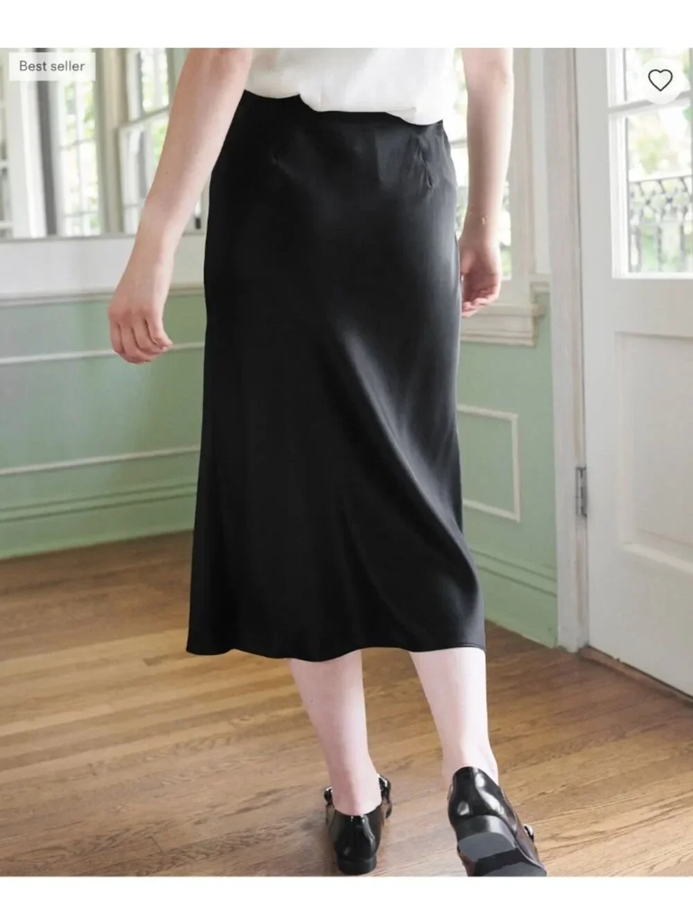 Quince 100% Washable Silk Skirt Black Size M Minimalist Date Night Office